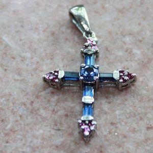 925 Sterling Estate Ceylon Sapphire/Ruby Pendant